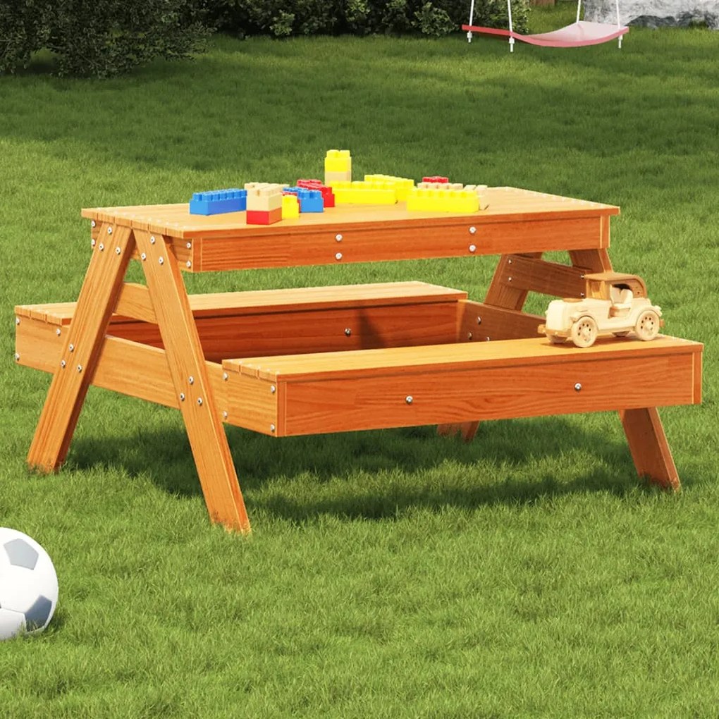 vidaXL Mesa de piquenique para crianças pinho maciço castanho mel