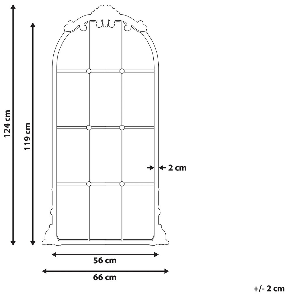 Espelho de parede com forma de janela em metal dourado 66 x 124 cm NOIDAN Beliani