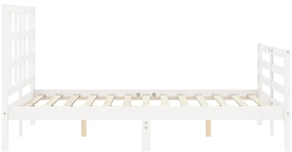 Estrutura de cama com cabeceira 140x200cm madeira maciça branco