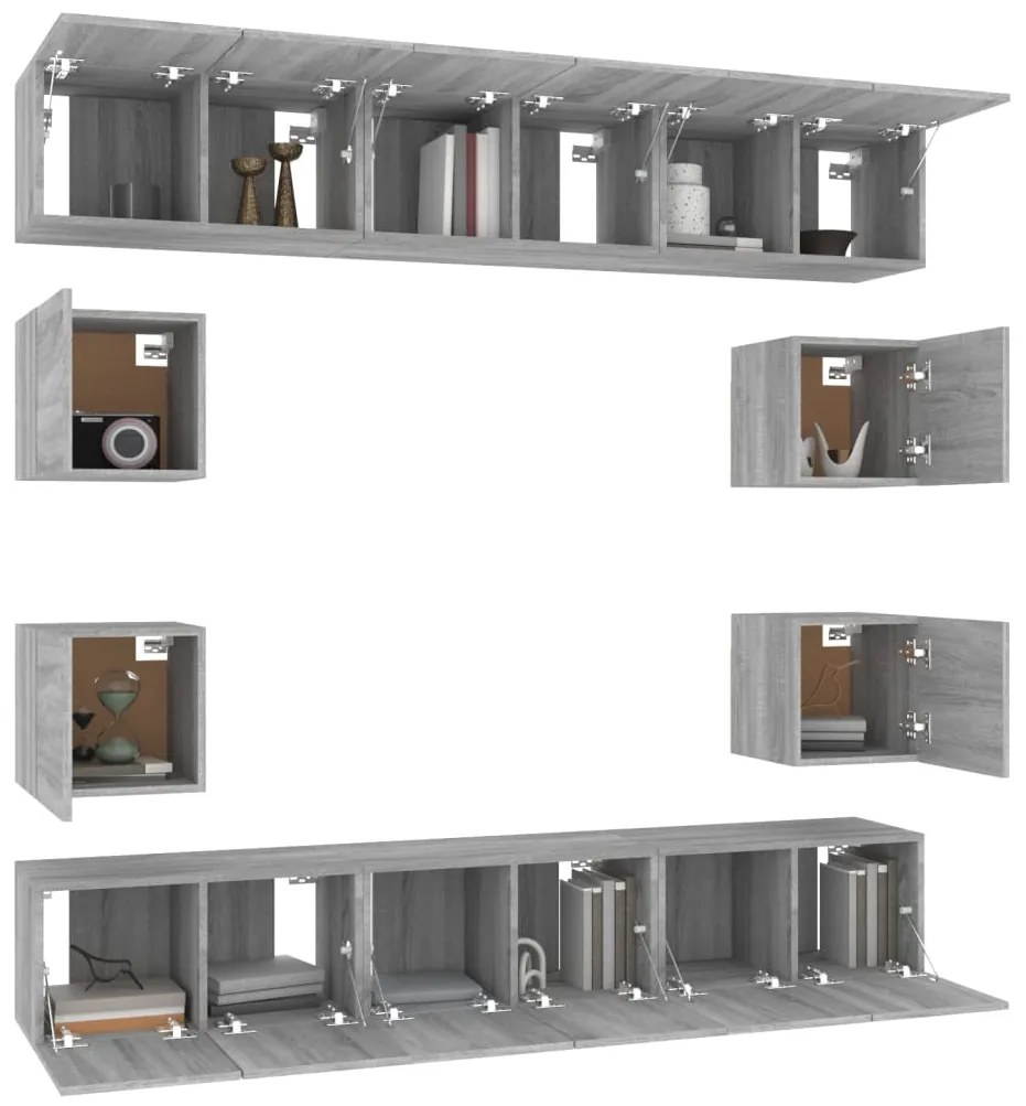 Conjunto móveis de TV 10 pcs madeira processada sonoma cinza