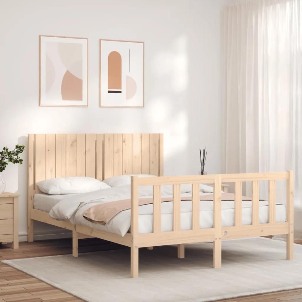 3192926 vidaXL Estrutura de cama com cabeceira 140x190 cm madeira maciça