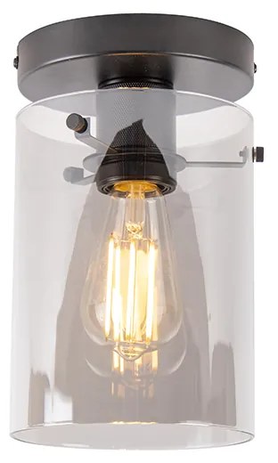 Candeeiro de teto design preto com vidro fumê - Dome Design