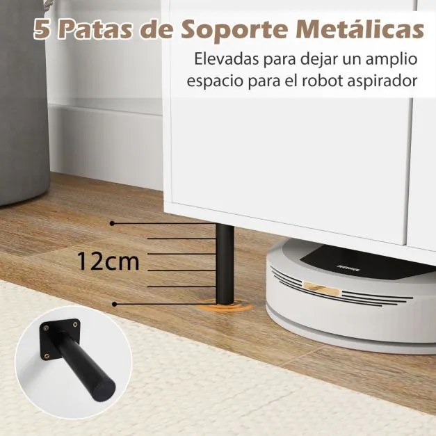 Aparador Buffet Armário de cozinha moderno com 2 portas e Estantes 106 x 38 x 80 cm Branco