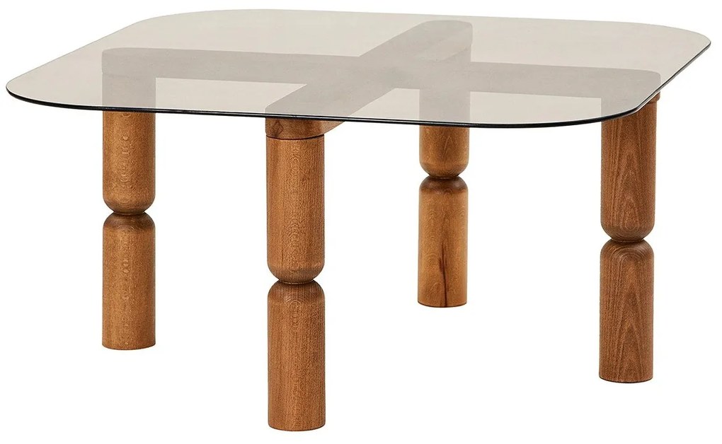 Mesa de Café Kei – Nogueira e Bronze – 80cm x 40cm x 80cm