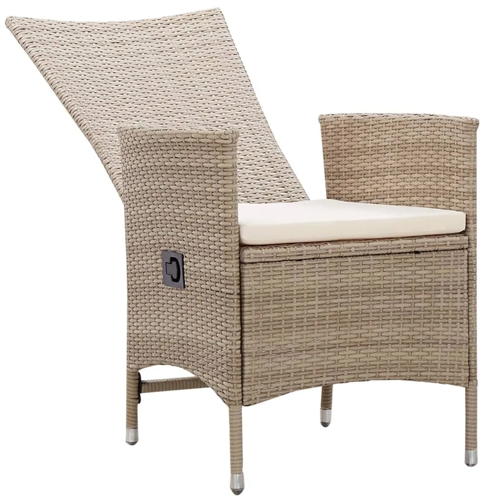 3 pcs conjunto de jantar para jardim bege