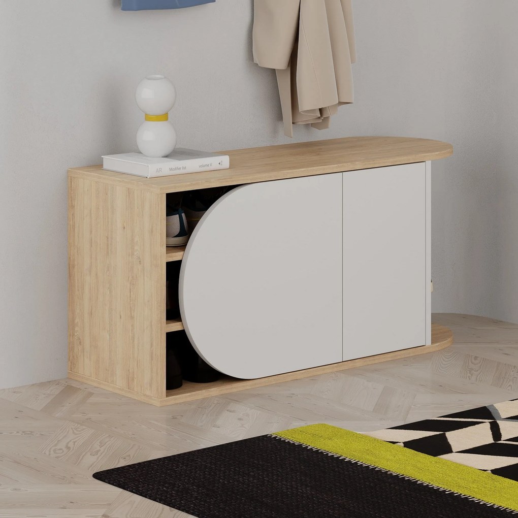 Sapateira Prag – Nogueira e Preto – 60x111x35 cm
