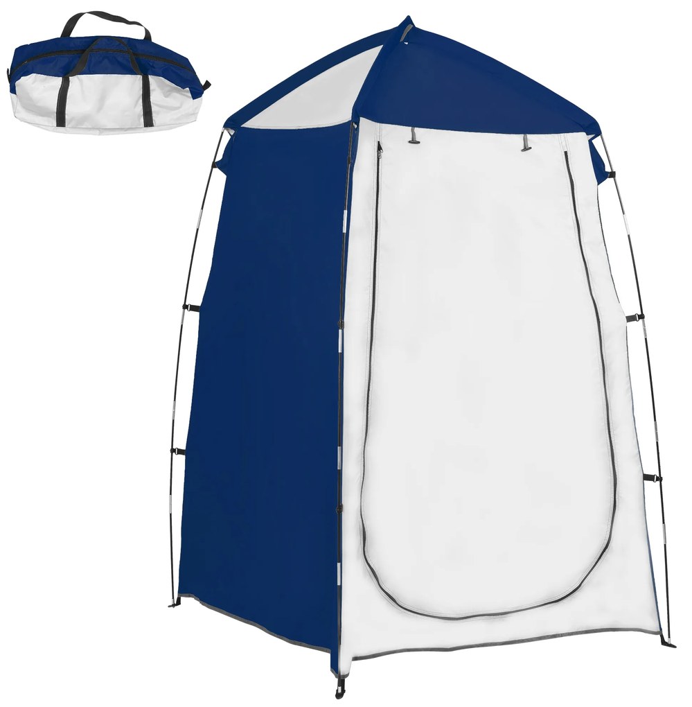 Outsunny Tenda de Duche Campismo Portátil UV+25 Tenda para Casa de Banho Trocador com Janela e Bolsa de Transporte 123x121x98cm Azul | Aosom Portugal