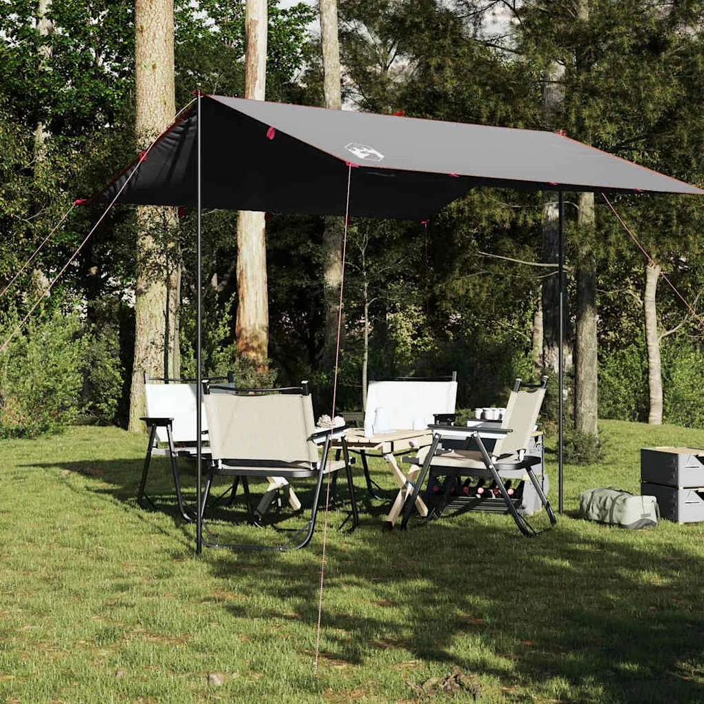 Lona de campismo 300x294 cm impermeável cinzento e laranja