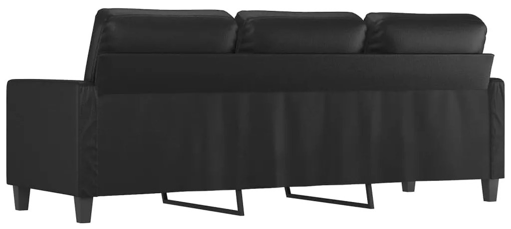 Sofá de 3 lugares 180 cm couro artificial preto