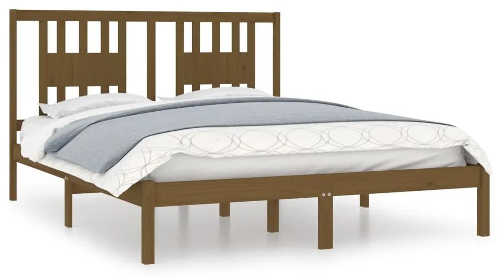 Estrutura de cama 140x200 cm pinho maciço castanho-mel