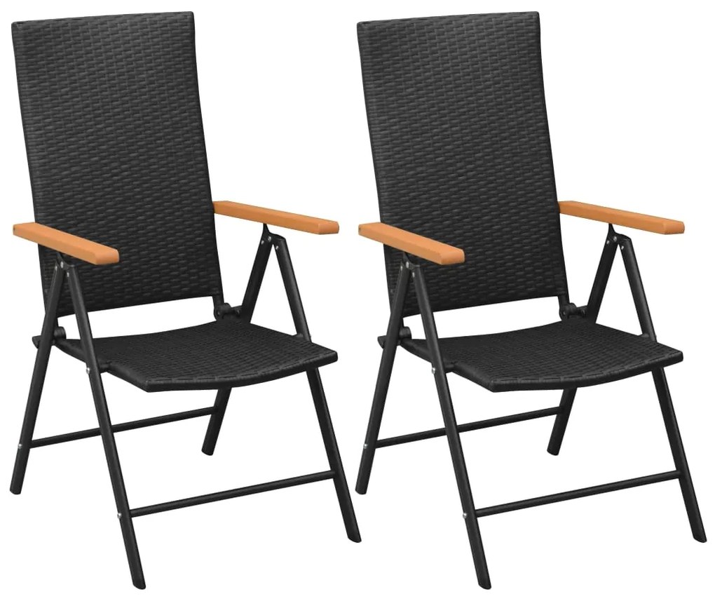 vidaXL Cadeiras de jardim empilháveis 2 pcs vime PE preto