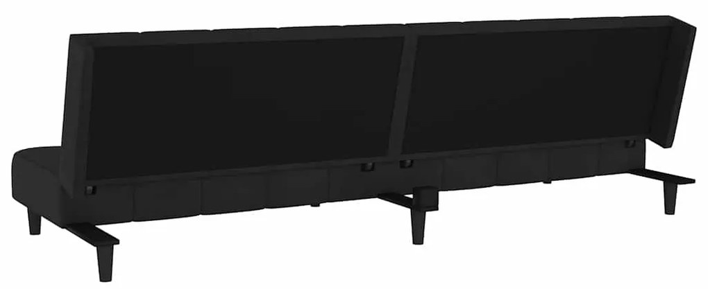 Sofá-cama de 2 lugares veludo preto