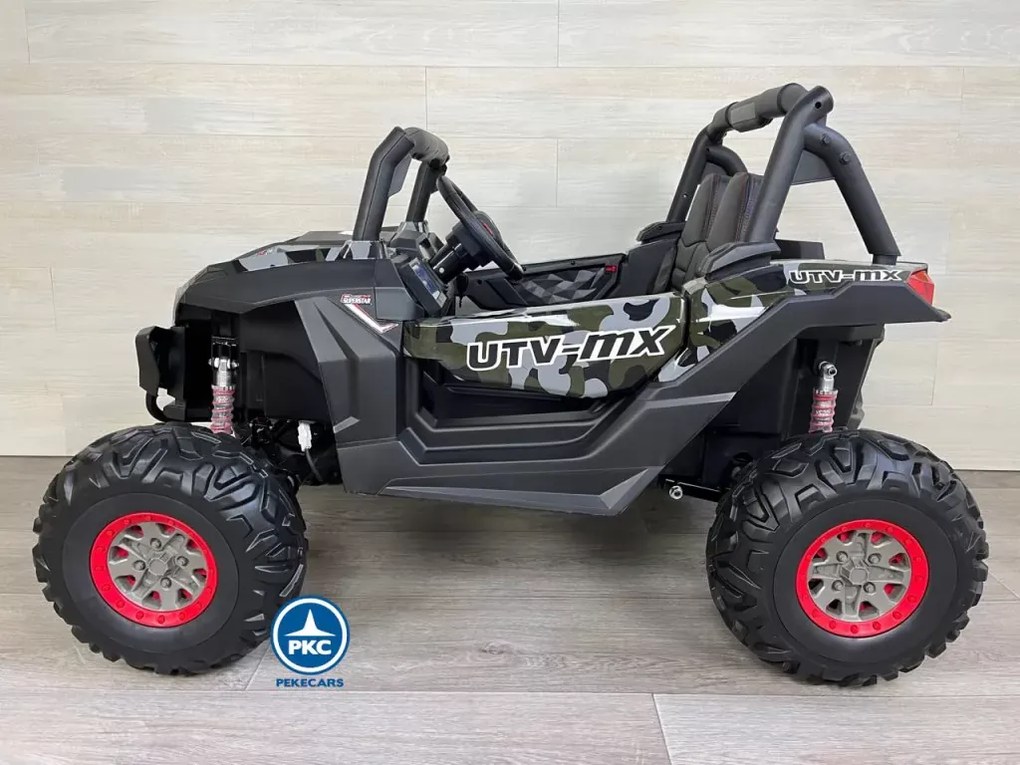 Carro elétrico para crianças Todo terreno Buggy UTV 4x4 MP4 12V 2 Lugares Verde Camuflado