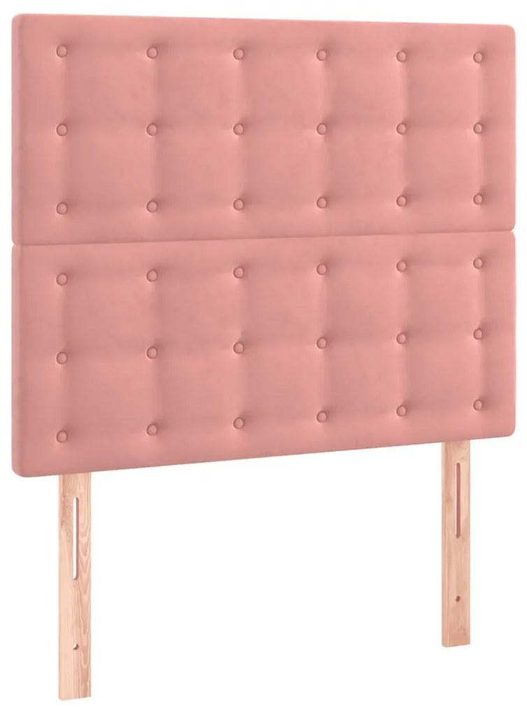 Cabeceira de cama c/ luzes LED veludo 100x5x118/128 cm rosa