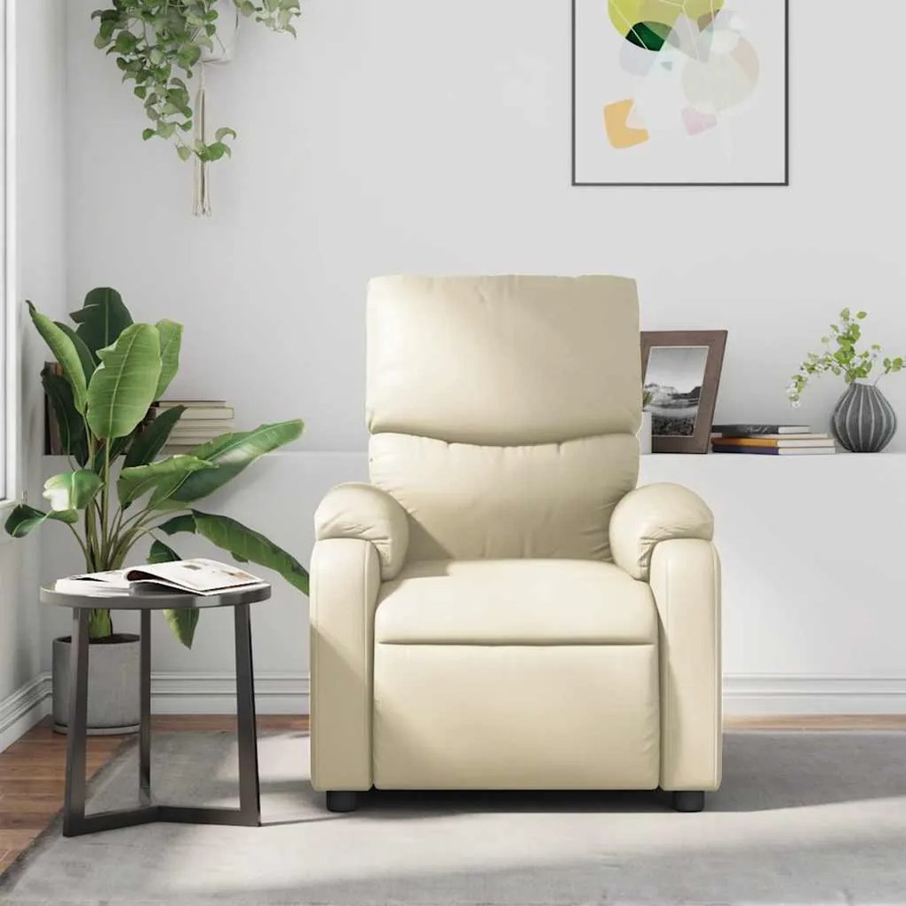 Poltrona de massagens reclinável couro artificial cor creme