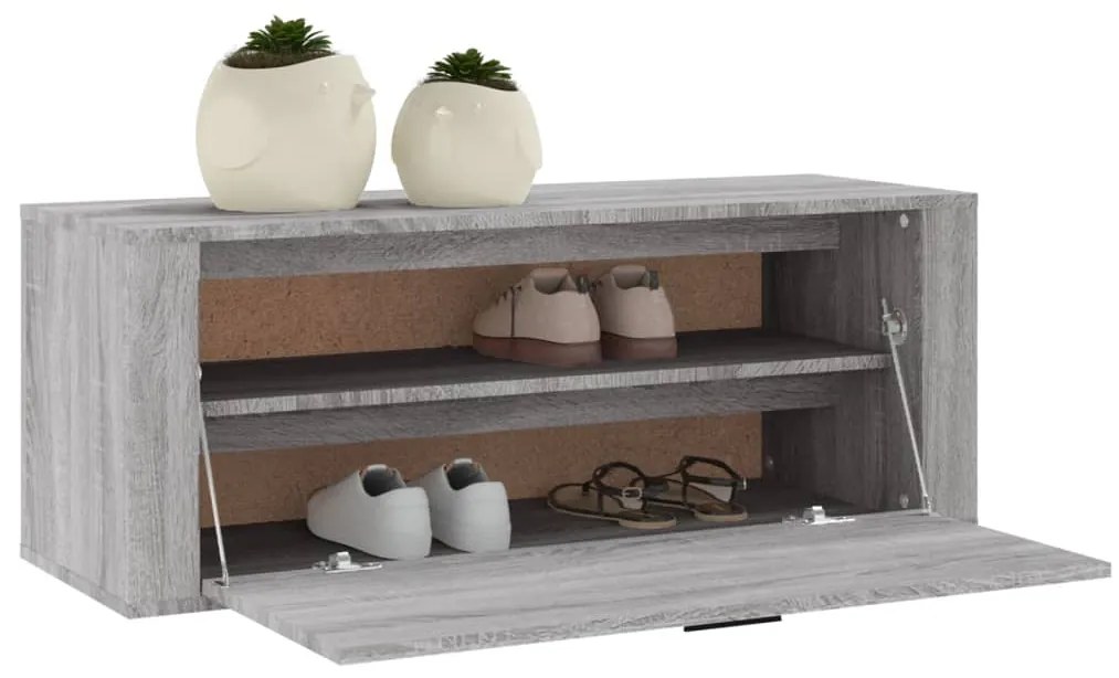 Sapateira de parede 100x35x38 cm derivados madeira cinza sonoma