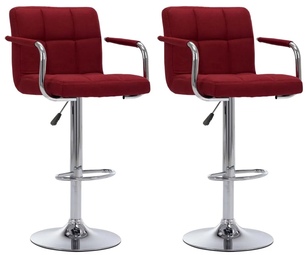 vidaXL Cadeiras de bar 2 pcs tecido vermelho tinto