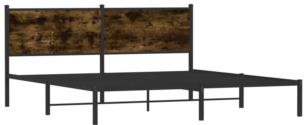 Estrutura de cama sem colchão 180x200cm metal carvalho fumado