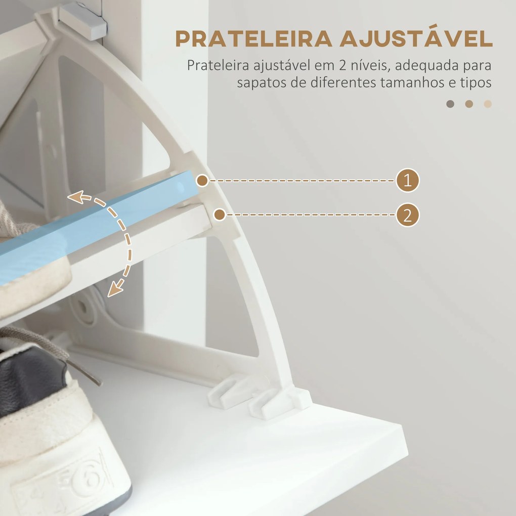 Sapateira Estreita com Prateleiras Ajustáveis e Compartimento Aberto para 10 Pares de Sapatos 58x24x105 cm Branco