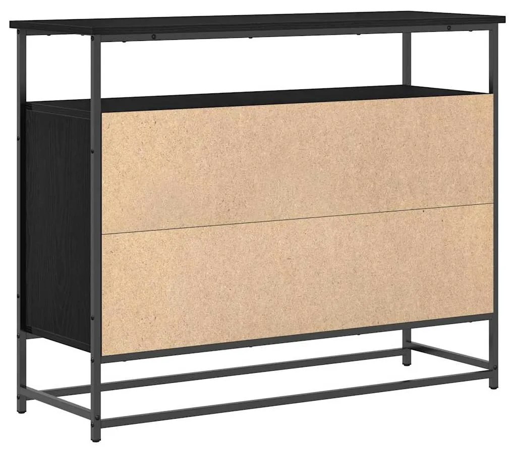 Buffet vidaXL Preto Carvalho 100x35x80 cm Madeira Engenharia e Aço