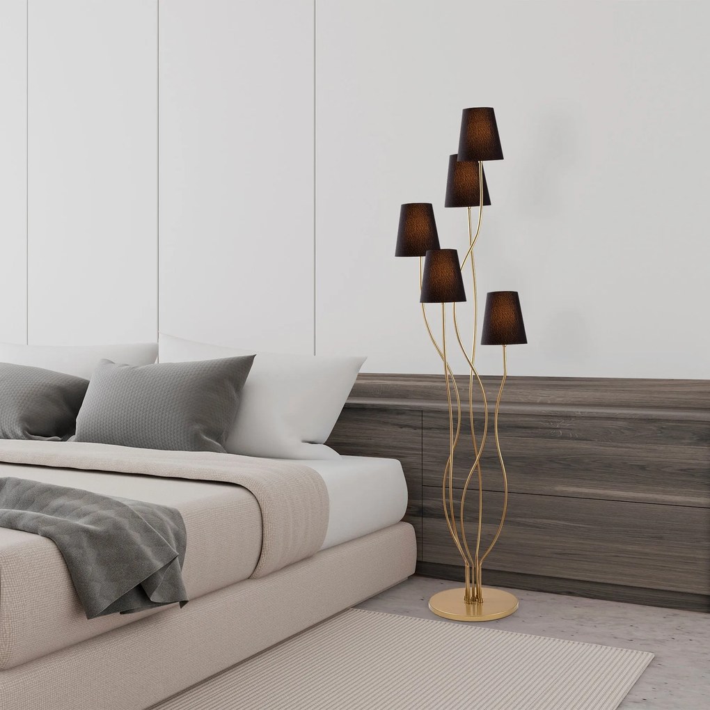 Candeeiro de Pé Bonibon – Ouro e Preto – 44 x 44 x 160 cm