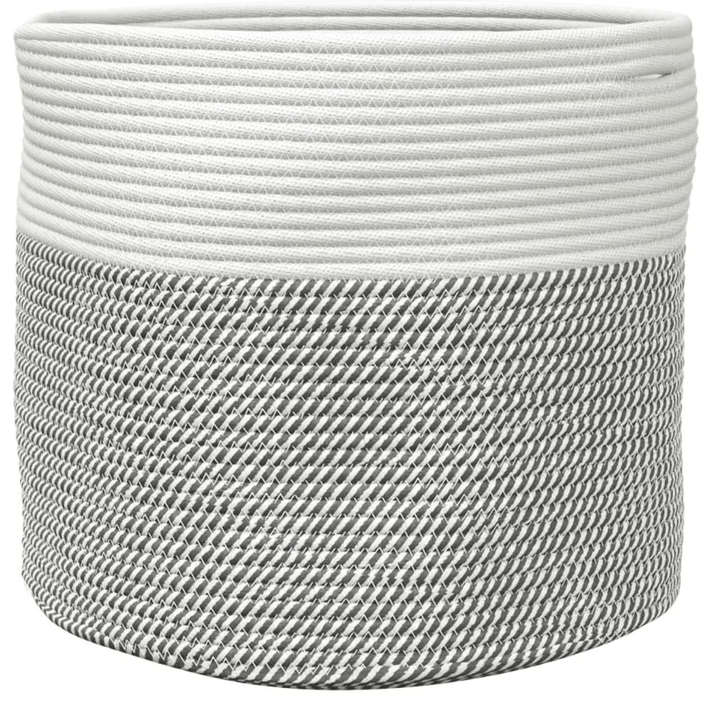 Cesto de arrumação Ø40x35 cm algodão cinzento e branco