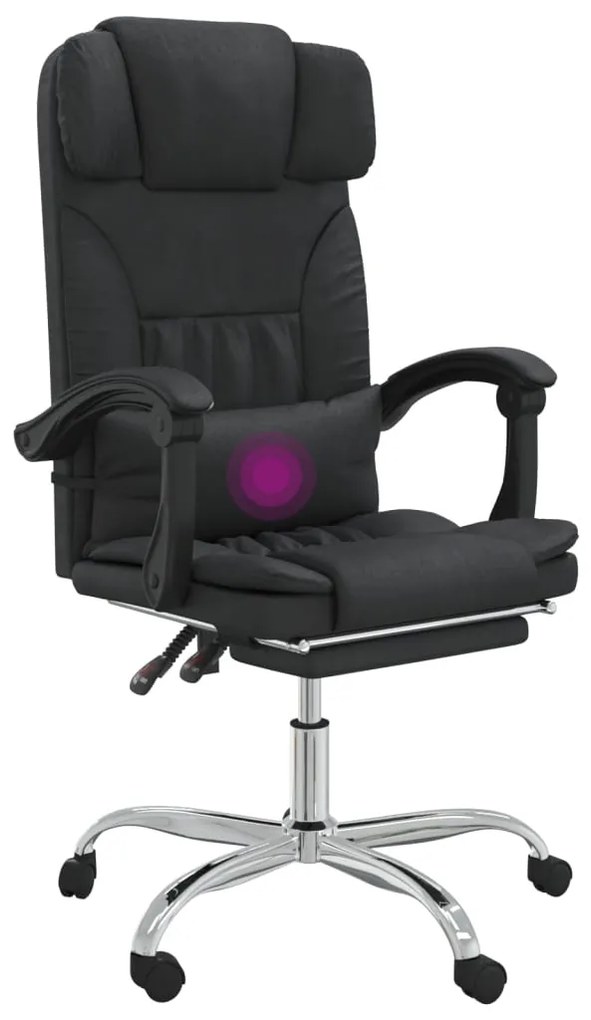 Cadeira escritório massagens reclinável couro artificial preto