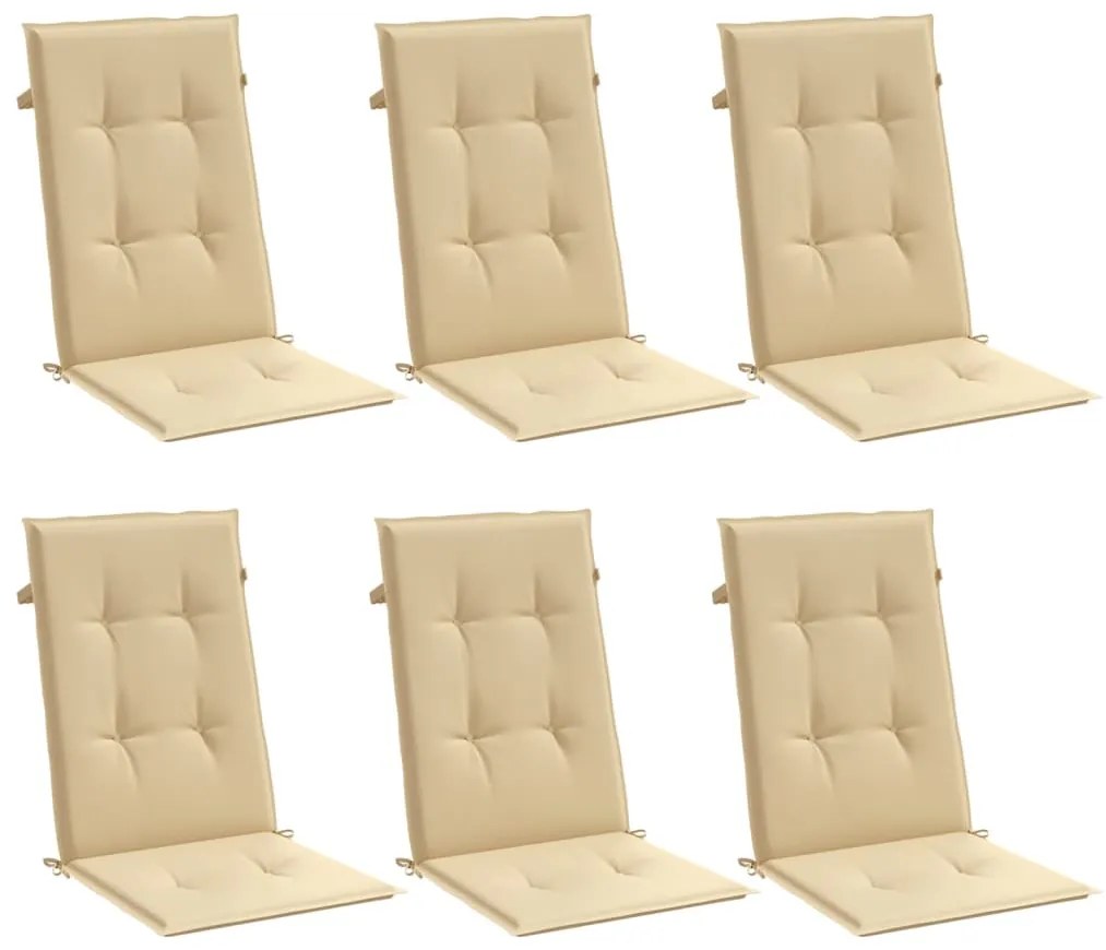 Almofadões para cadeiras altas 6 pcs mesclado tecido bege