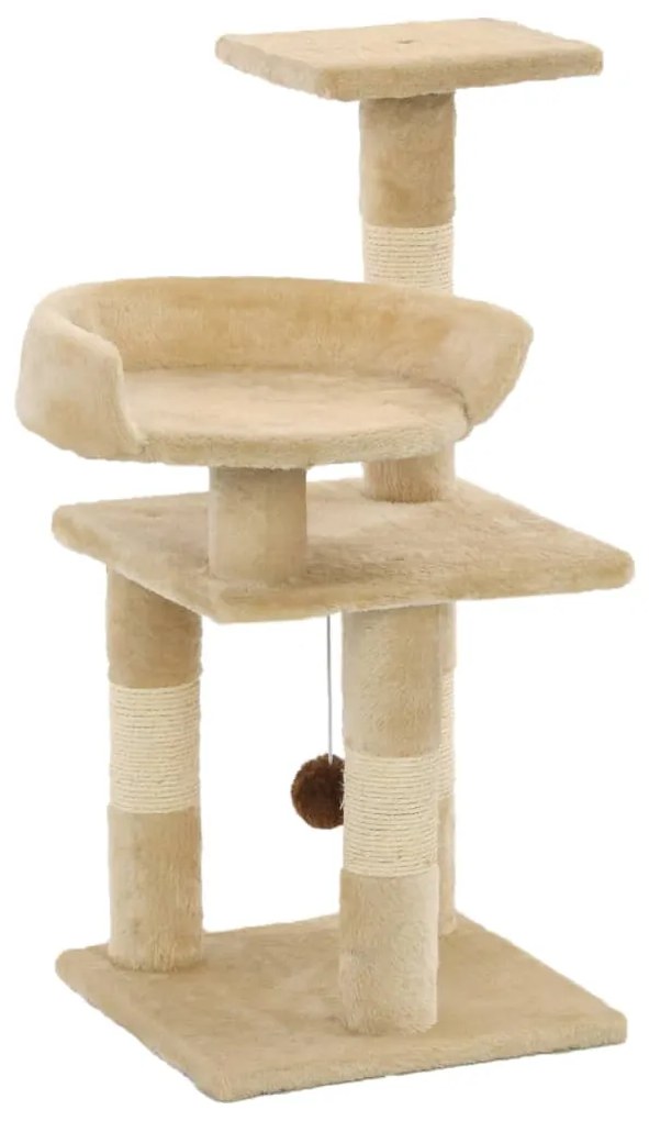 Árvore para gatos c/ postes arranhadores sisal 65 cm bege