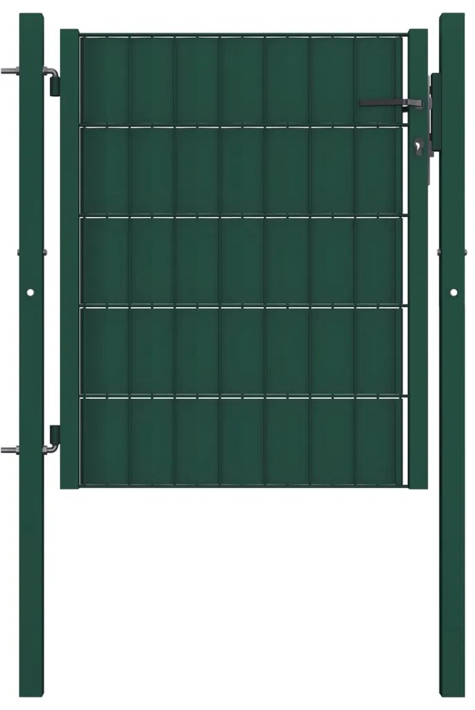 vidaXL Portão de cerca 100x101 cm PVC e aço verde