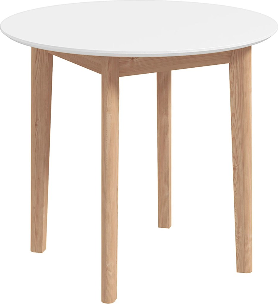 HOMCOM Mesa de Jantar Mesa de Cozinha Mesa Redonda, Design escandinavo, 75 cm x 75 cm x 76 cm, Branco + Natural | Aosom Portugal
