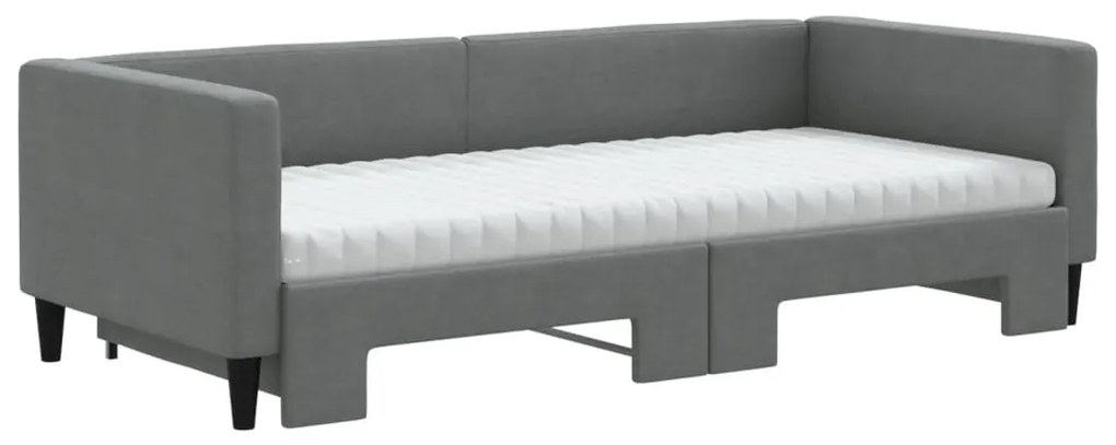 Sofá-cama c/ gavetão e colchões 90x200cm tecido cinzento-escuro