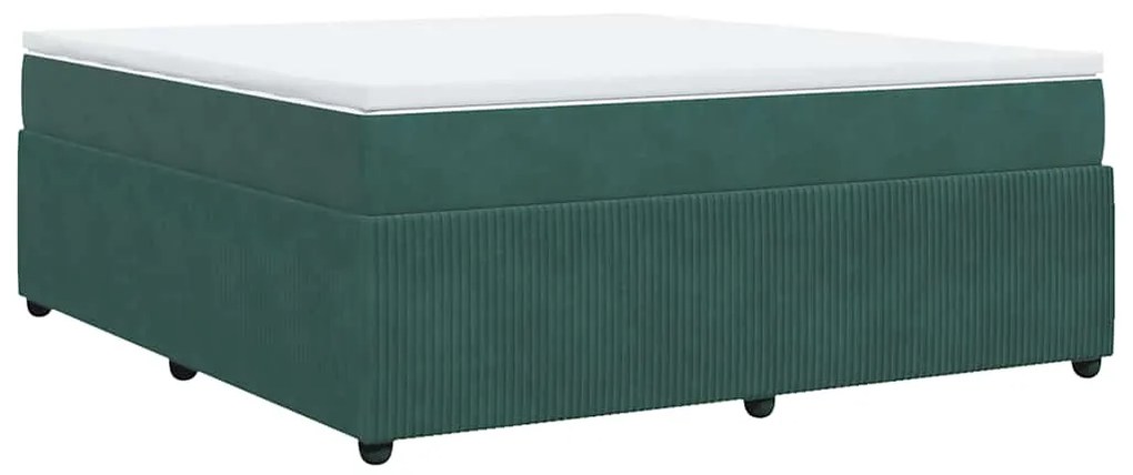 Cama com molas/colchão 180x200 cm veludo verde-escuro