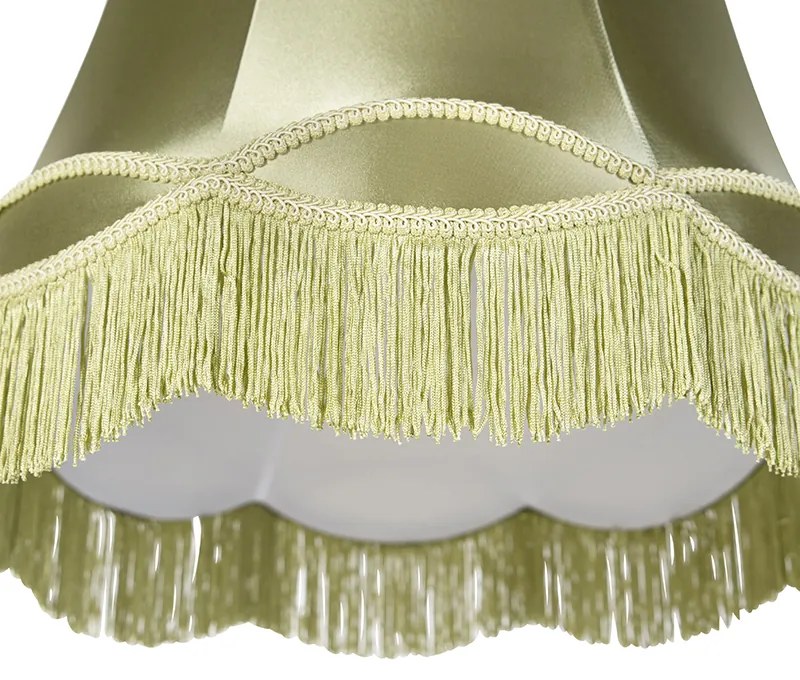 Abajur de seda verde 45 cm - Granny Retro