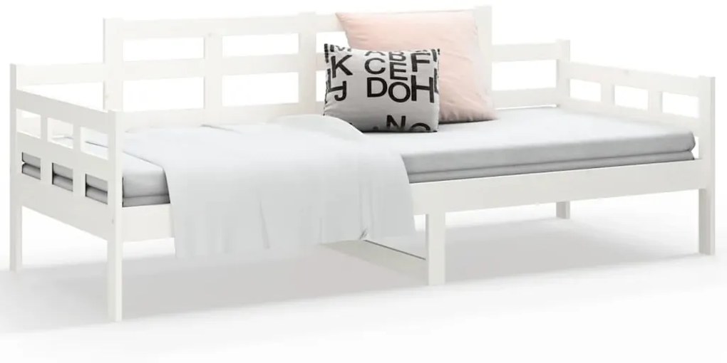 Sofá-cama 80x200 cm madeira de pinho maciça branco