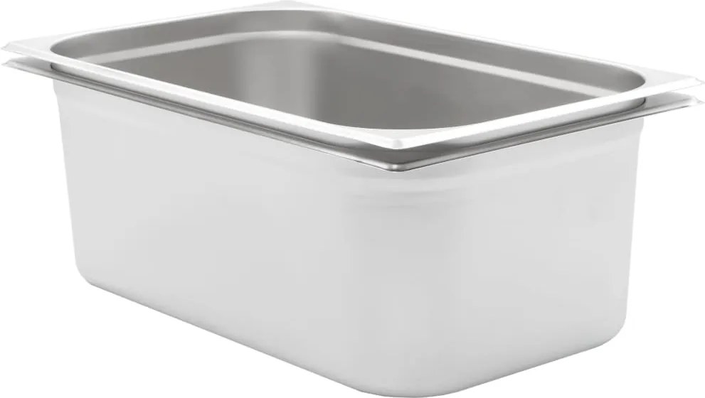 vidaXL Recipientes gastronorm 2 pcs GN 1/1 200 mm aço inoxidável