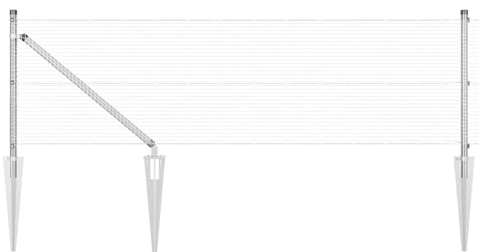 Cerca de Arame Soldado com 7 Postes de Espinho 0,4x10 m Aço Galvanizad