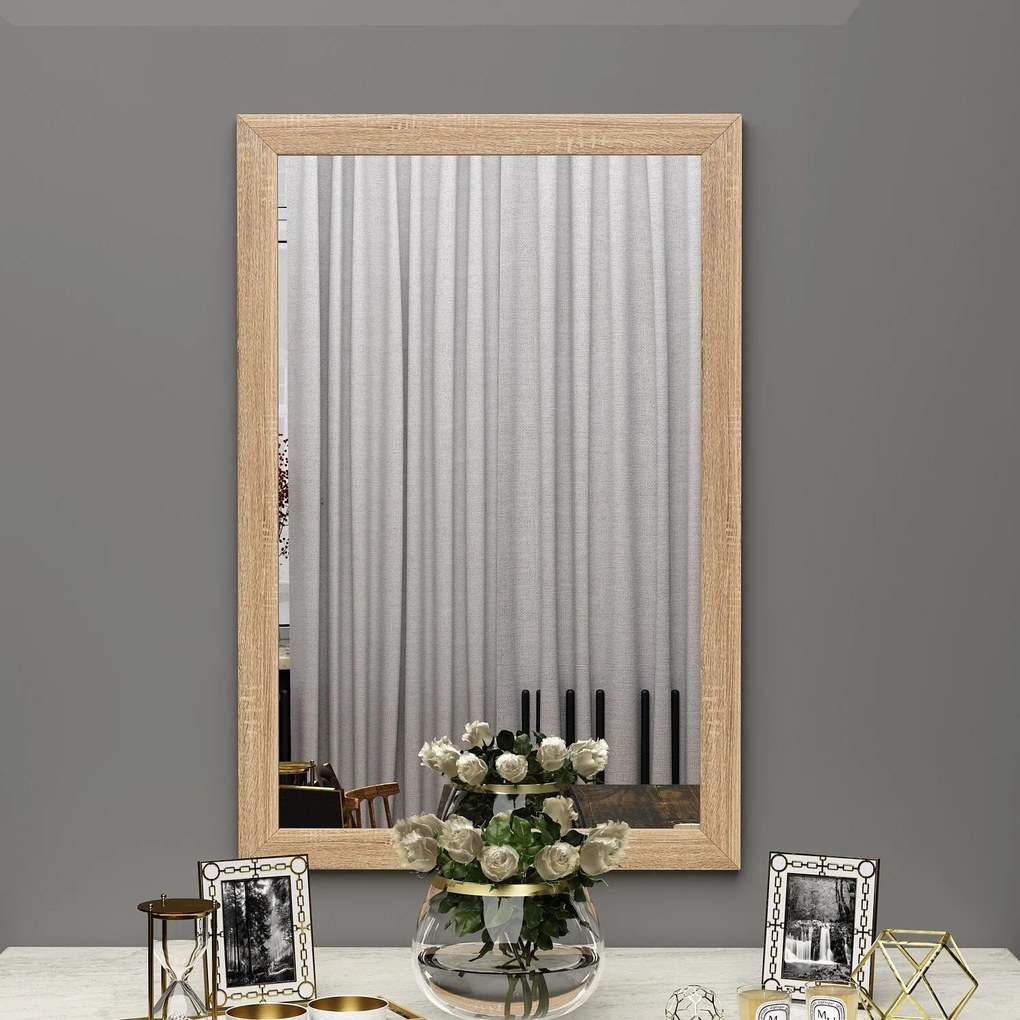 Espelho de Parede "Sesso" - 50 x 75 x 2 cm - Natural - Design Moderno