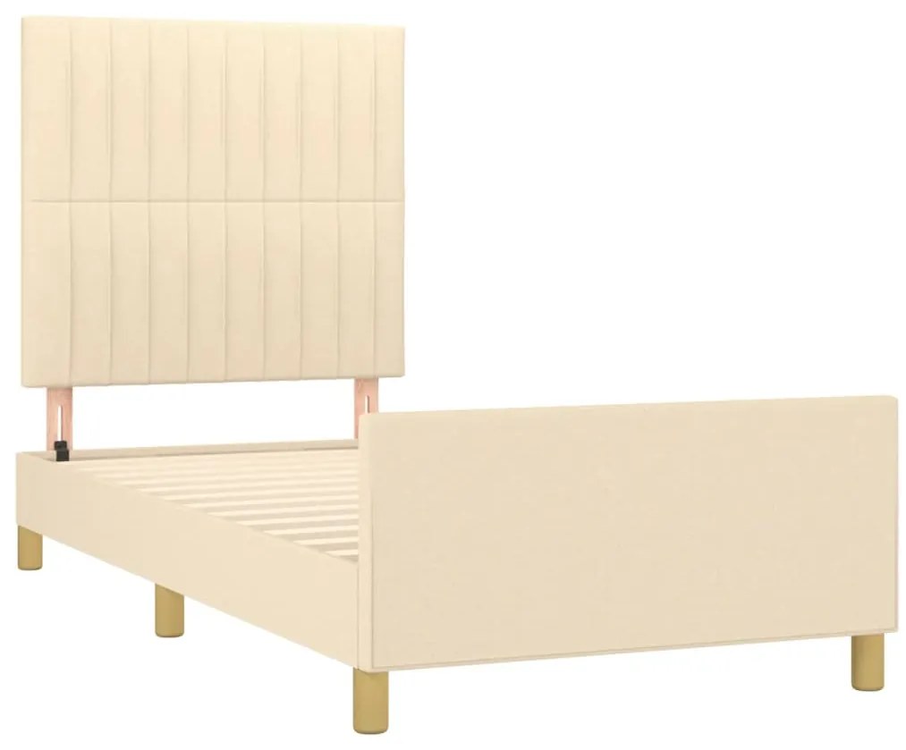 Estrutura de cama sem colchão 90x200 cm tecido creme