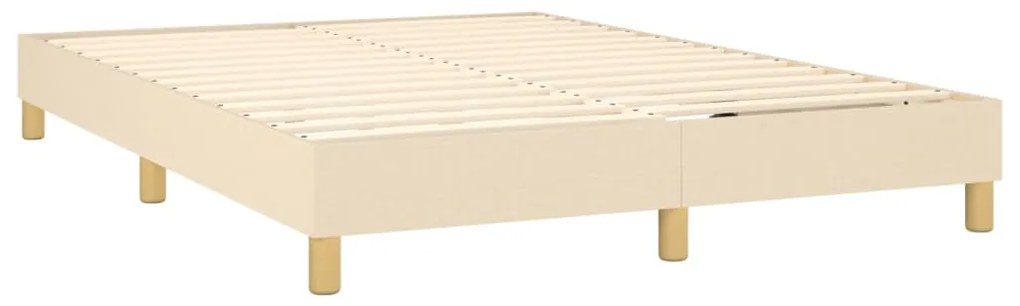 Cama box spring c/ colchão e LED 140x200 cm tecido cor creme