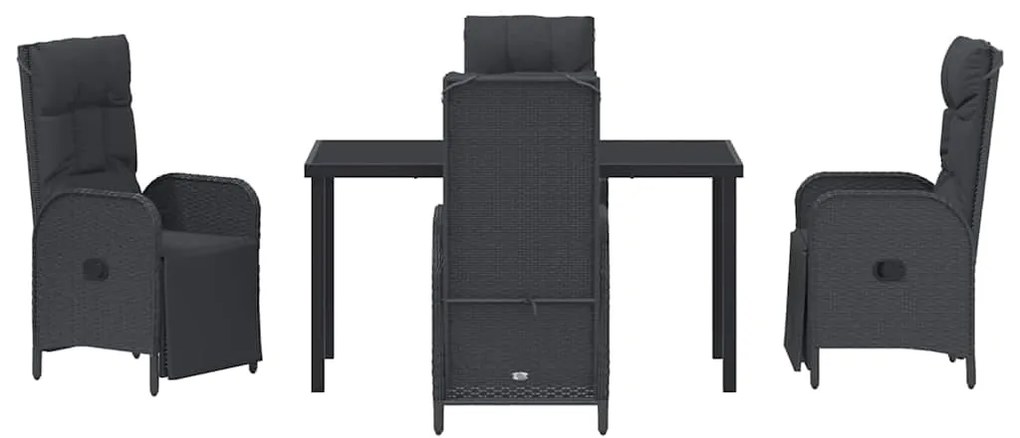 Conjunto de Jantar de Jardim com 5 Peças e Almofadas em Rattan Preto e
