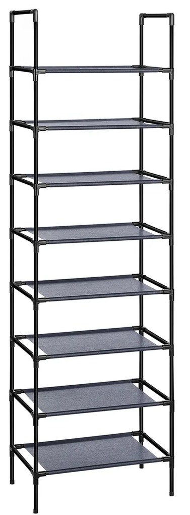 SONGMICS Sapateira de 4 níveis, conjunto de 2 organizadores de sapatos com estrutura de metal, camada de tecido não tecido, para corredor, quarto, sala de estar, 45 x 28 x 80 cm, cinza LSR044G02
