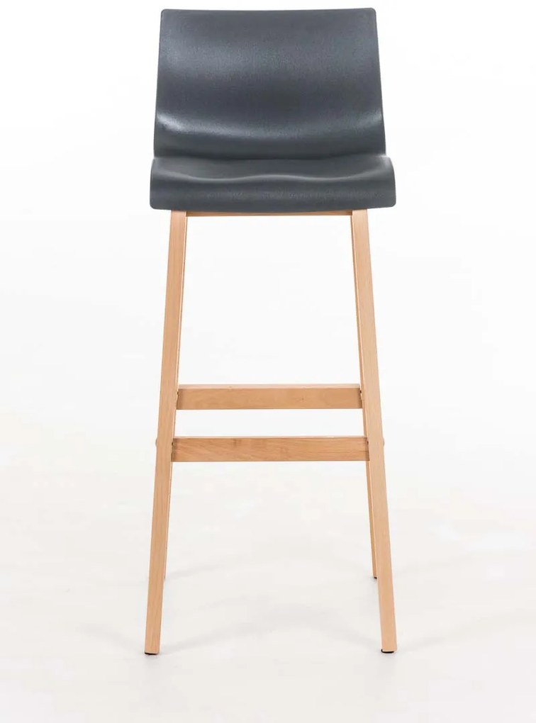 Banco de bar Hoover em plástico e com estrutura de Cor Natural 41 x 101 x 46 cm Cinzento