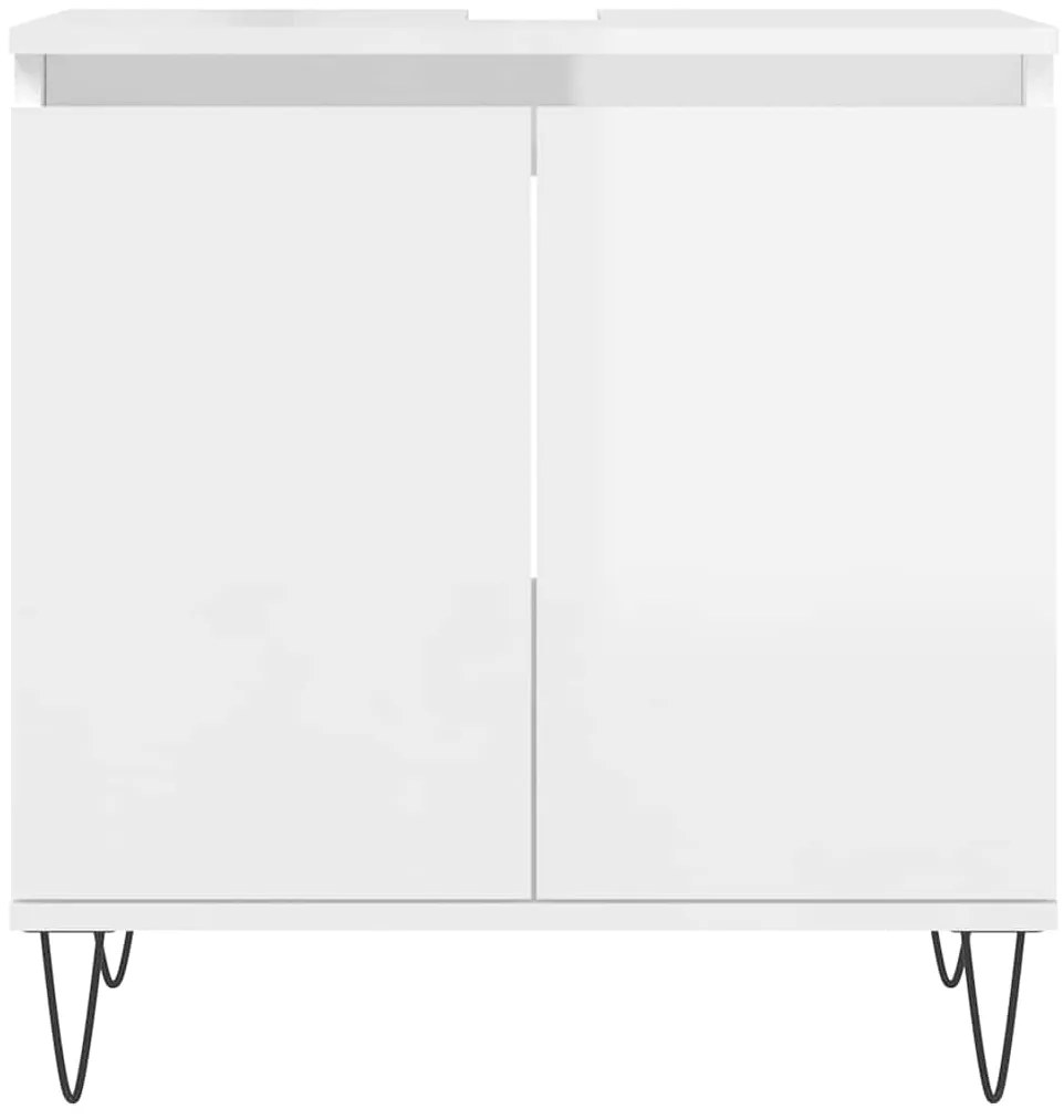 Armário casa banho 58x33x60 cm deriv. madeira branco brilhante