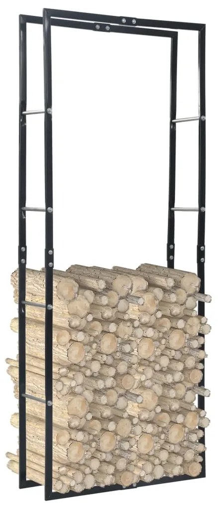 vidaXL Suporte para lenha 80x25x200 cm aço preto