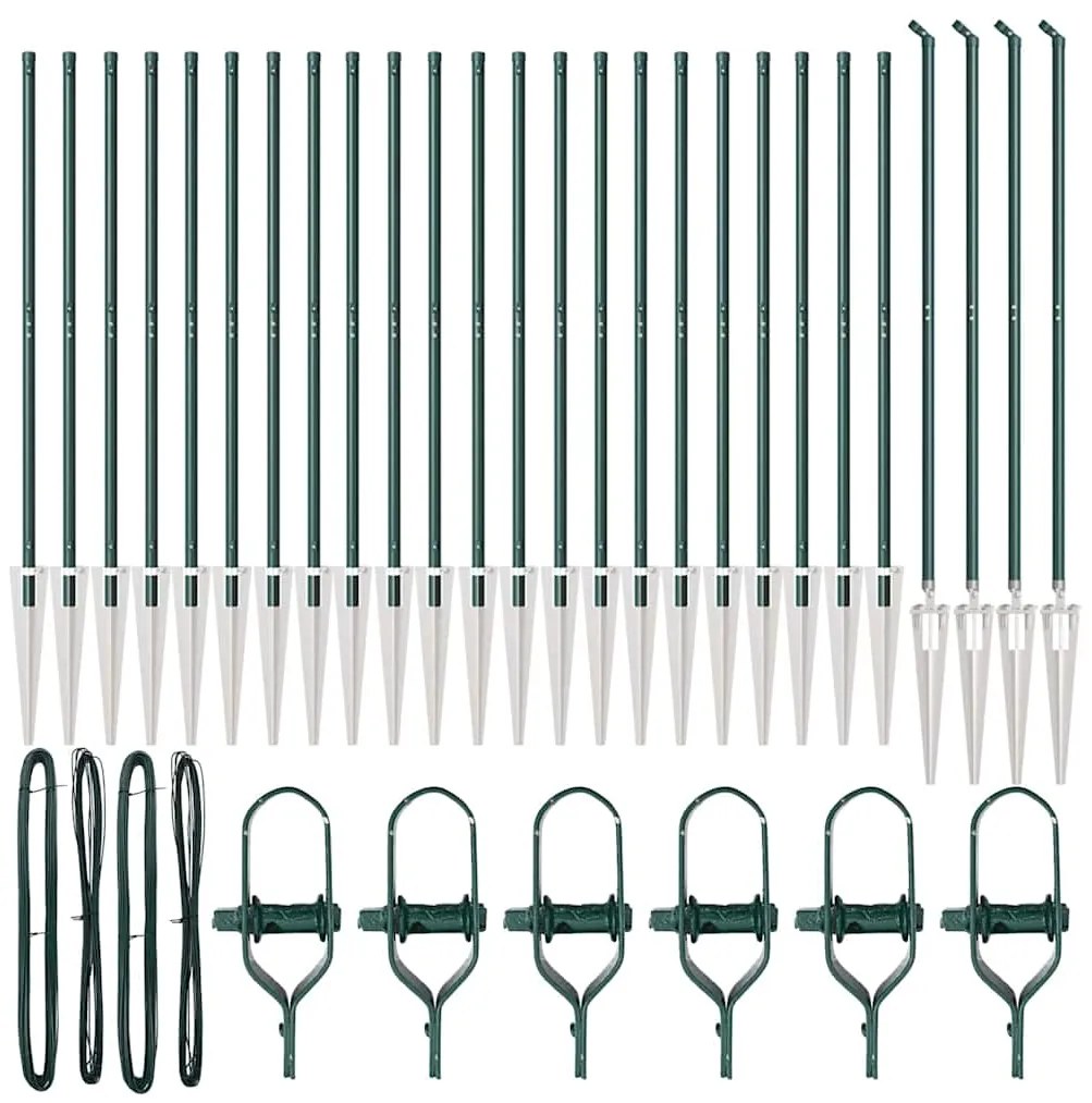 Postes de Cerca vidaXL com Ponta 26 pcs Ø32 mm 170 cm Aço Galvanizado