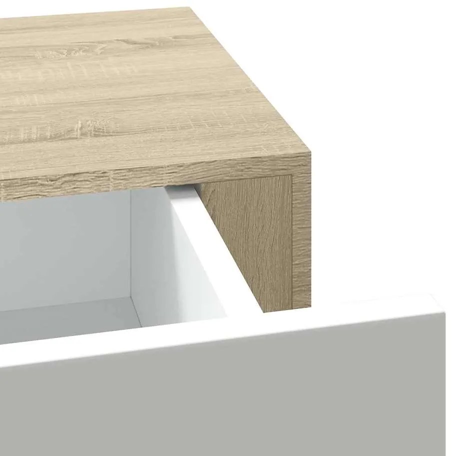 Prateleira de parede c/ gaveta MDF 60x23,5x10cm carvalho/branco