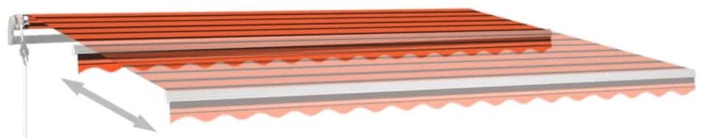 Toldo retrátil manual com luzes LED 4x3 m laranja e castanho