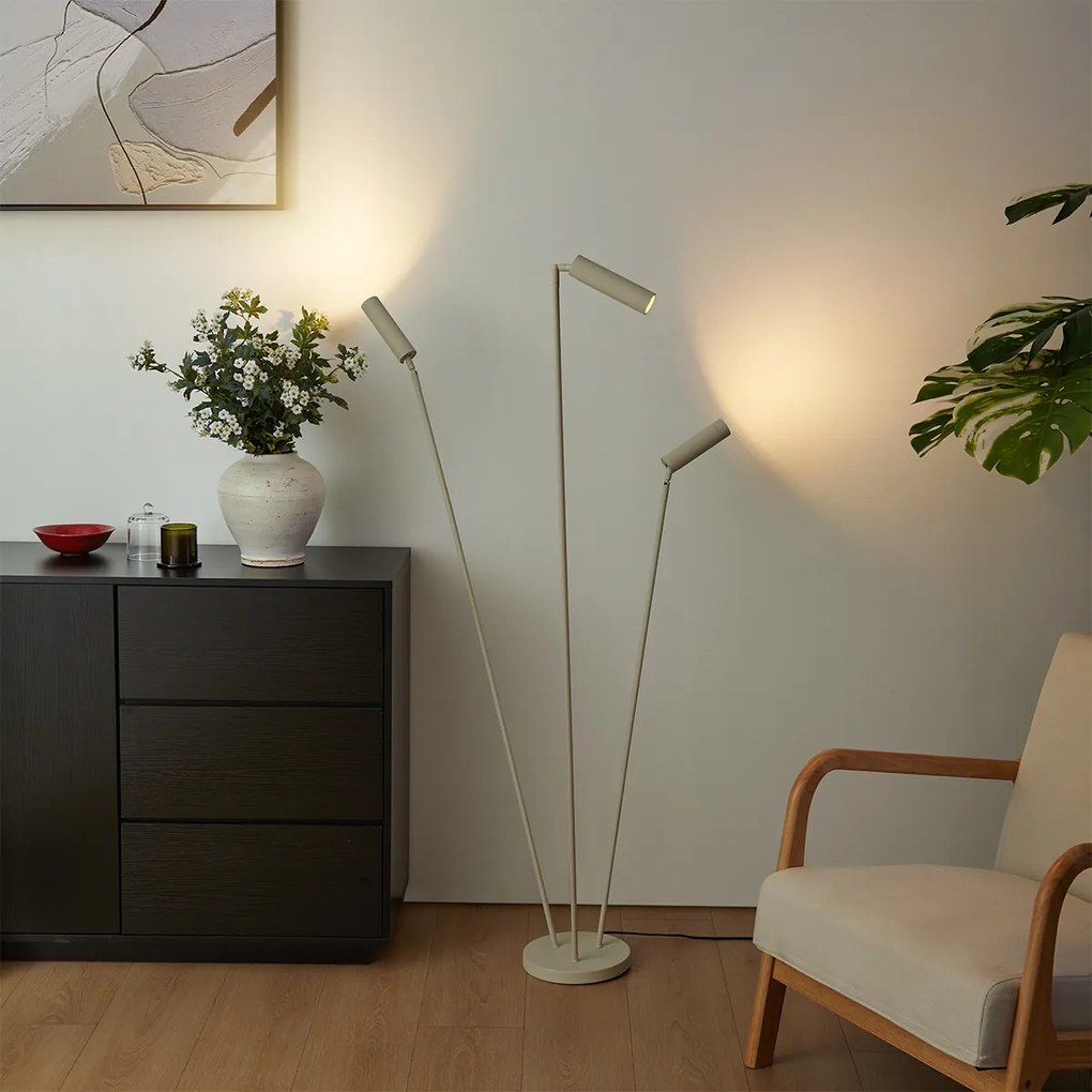 Candeeiro de Pé Moderno Bege 3-Luzes GU10 35mm - Thomas