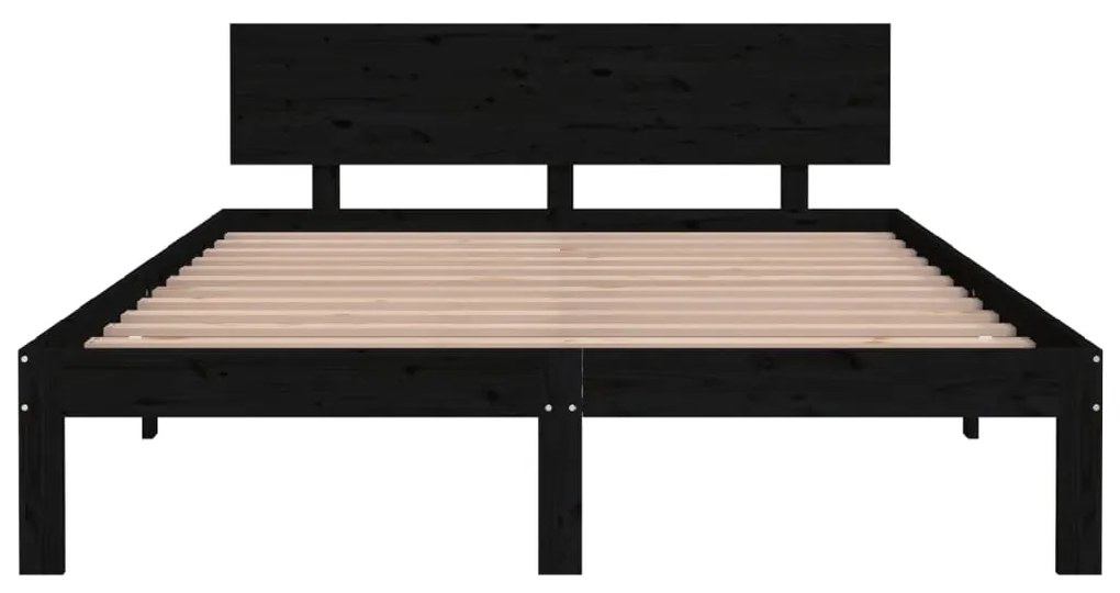 Estrutura de cama 140x200 cm pinho maciço preto